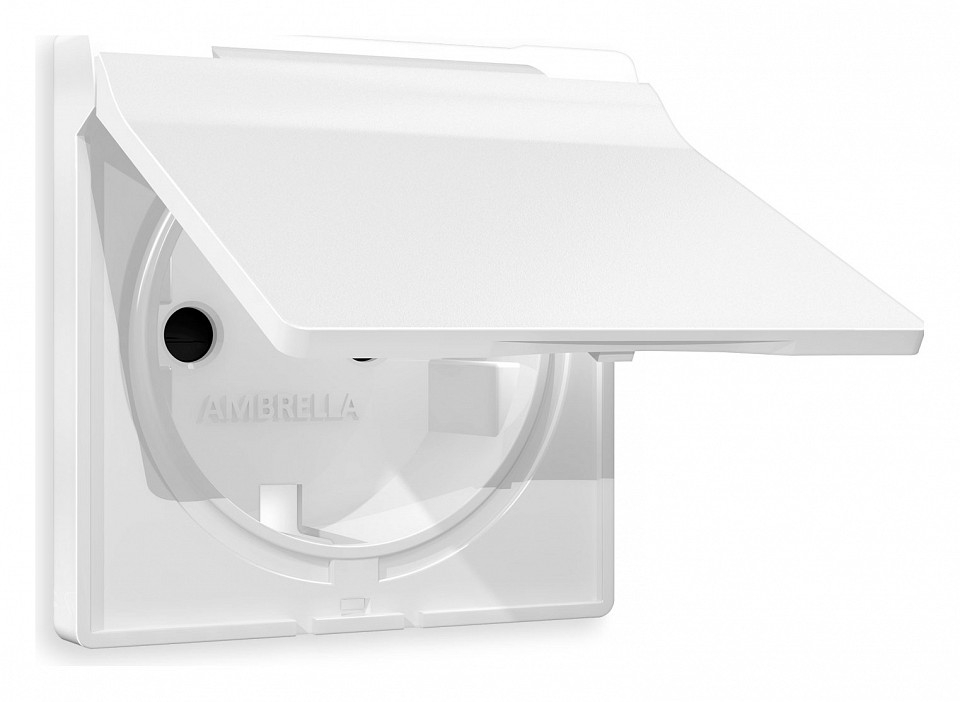 Накладка для розетки влагозащищенной с заземлением и со шторками с крышкой ambrella volt alfa ap1280