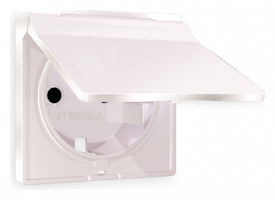 Накладка для розетки влагозащищенной с заземлением и со шторками с крышкой ambrella volt alfa ap2080