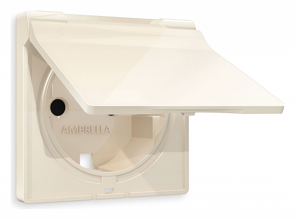 Накладка для розетки влагозащищенной с заземлением и со шторками с крышкой ambrella volt alfa ap3080