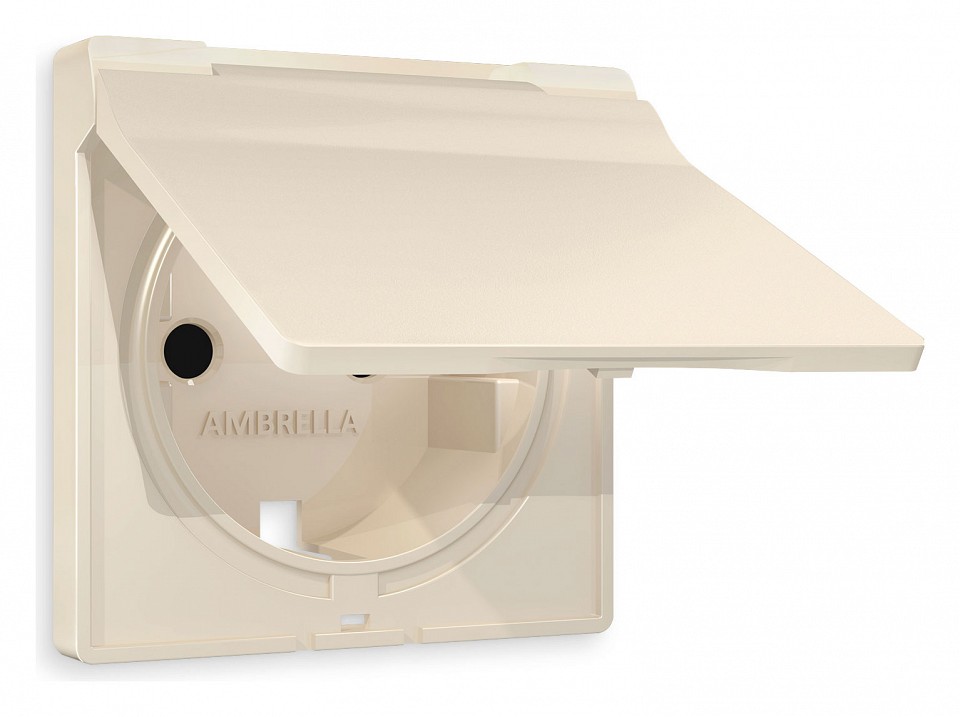 Накладка для розетки влагозащищенной с заземлением и со шторками с крышкой ambrella volt alfa ap3280