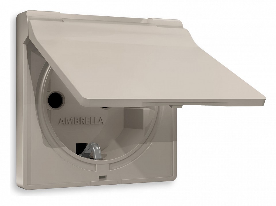 Накладка для розетки влагозащищенной с заземлением и со шторками с крышкой ambrella volt alfa ap3680