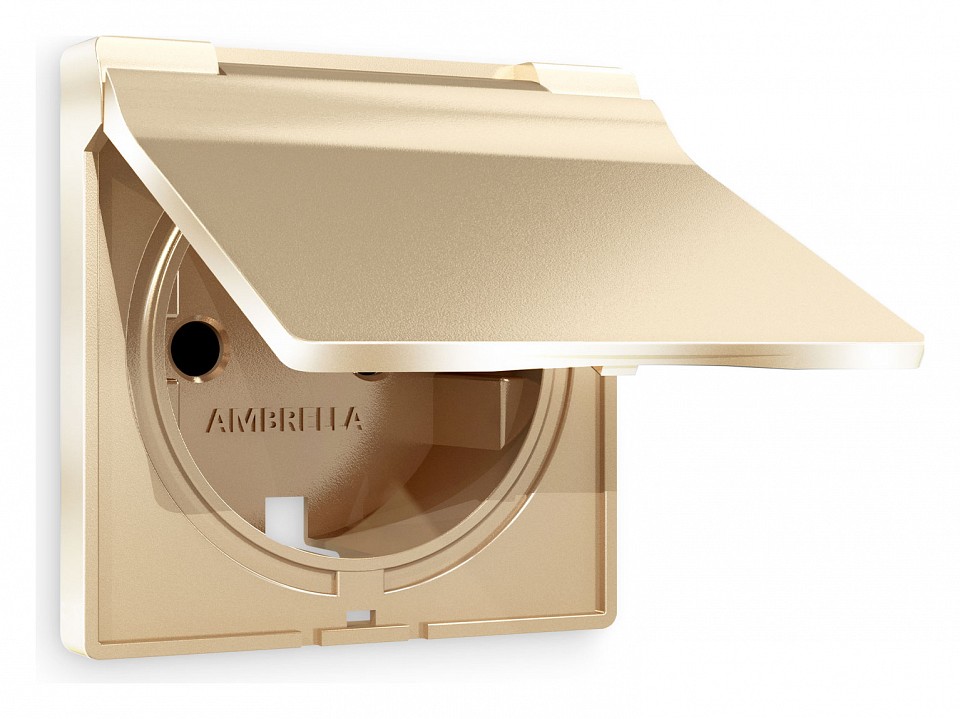 Накладка для розетки влагозащищенной с заземлением и со шторками с крышкой ambrella volt alfa ap6080