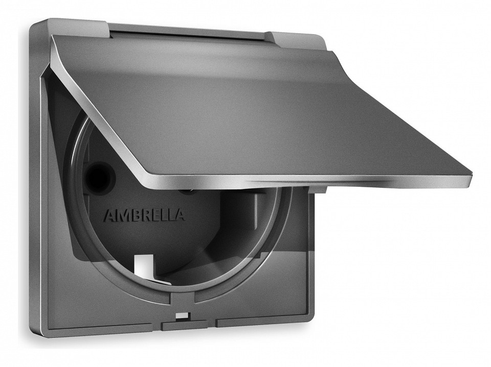 Накладка для розетки влагозащищенной с заземлением и со шторками с крышкой ambrella volt alfa ap6580