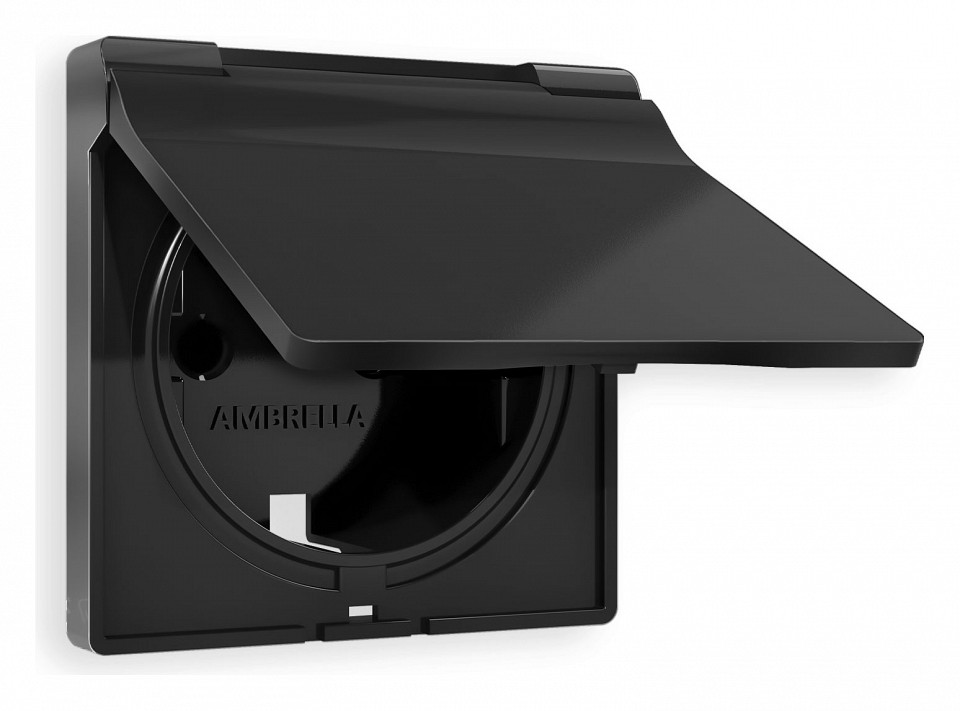 Накладка для розетки влагозащищенной с заземлением и со шторками с крышкой ambrella volt alfa ap8080