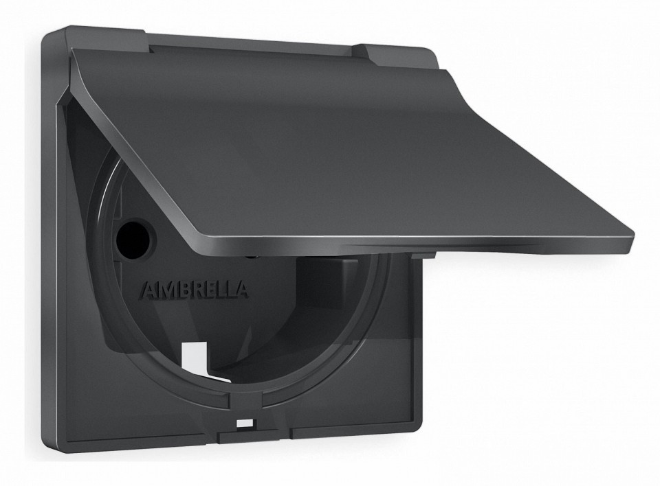 Накладка для розетки влагозащищенной с заземлением и со шторками с крышкой ambrella volt alfa ap9080