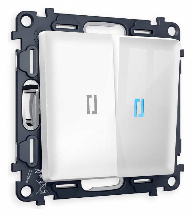 Выключатель двухклавишный с подсветкой без рамки ambrella volt alfa ma104020