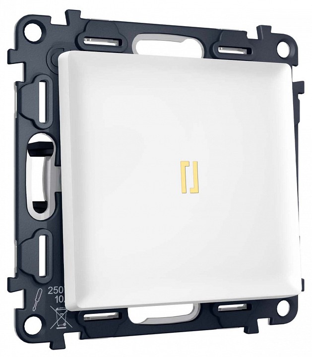 Выключатель самовозвратный одноклавишный с подсветкой, Без рамки ambrella volt ma ma122050