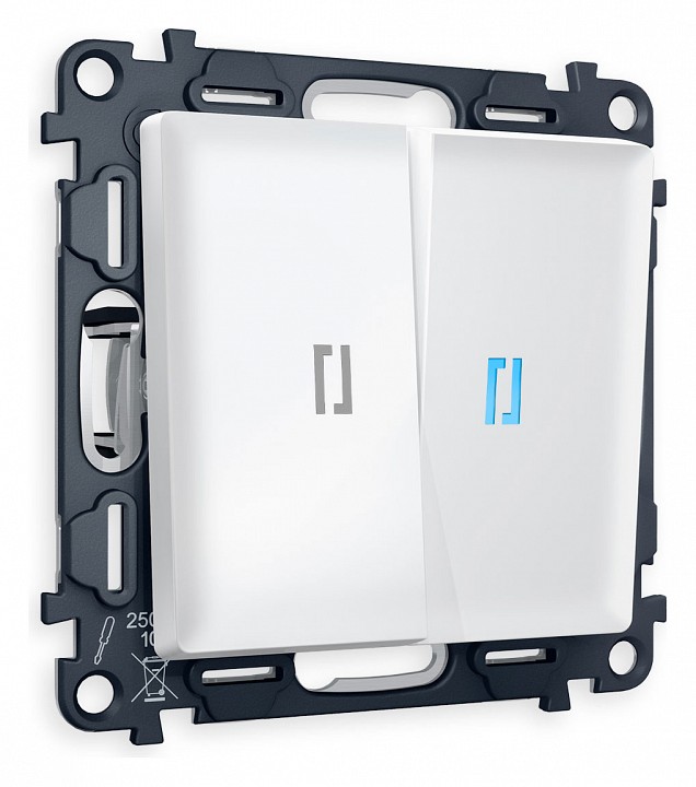 Выключатель двухклавишный с подсветкой без рамки ambrella volt alfa ma124020