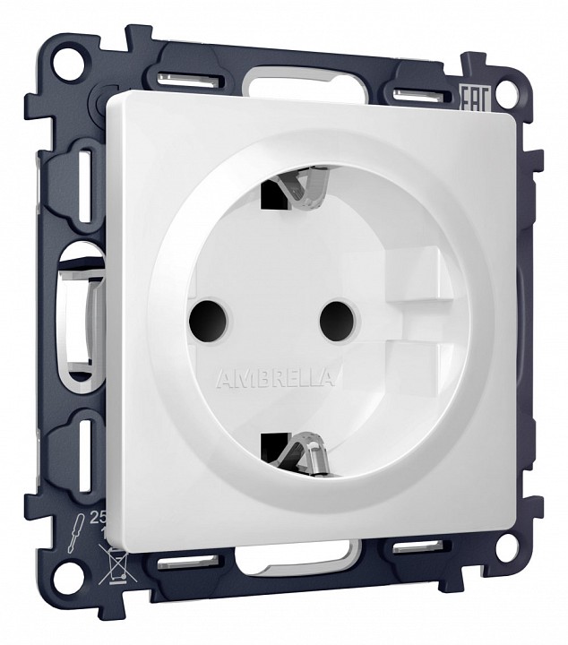 Розетка с заземлением и со шторкой, Без рамки ambrella volt alfa ma127010