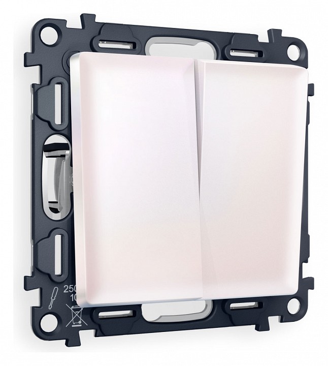 Выключатель двухклавишный без рамки ambrella volt alfa ma203010