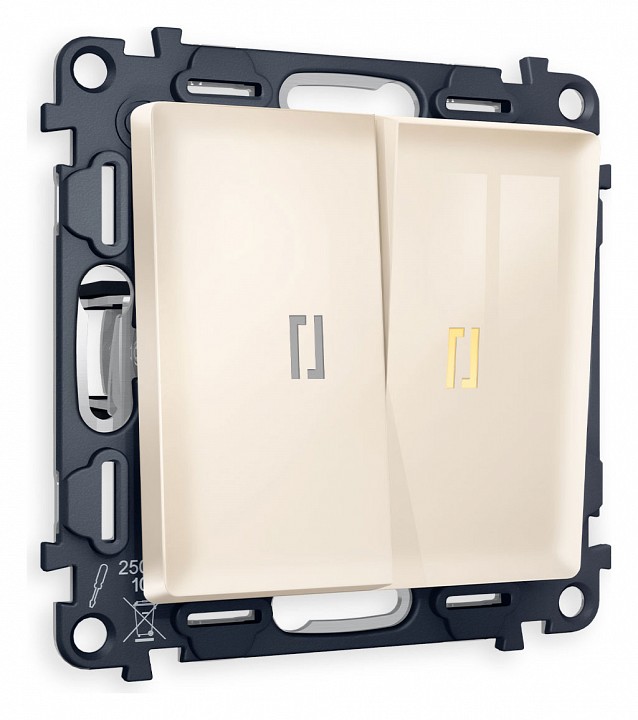 Выключатель двухклавишный с подсветкой без рамки ambrella volt alfa ma304010