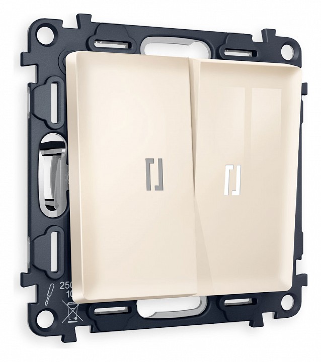 Выключатель двухклавишный с подсветкой без рамки ambrella volt alfa ma304015