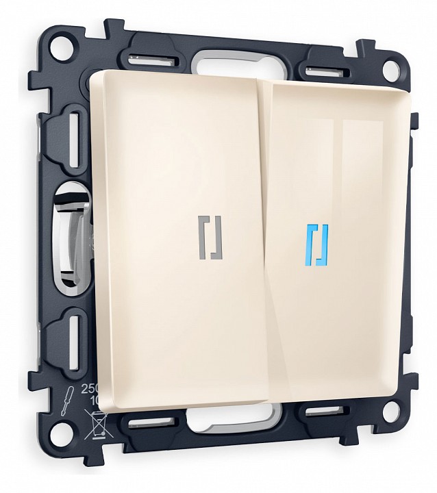 Выключатель двухклавишный с подсветкой без рамки ambrella volt alfa ma304020