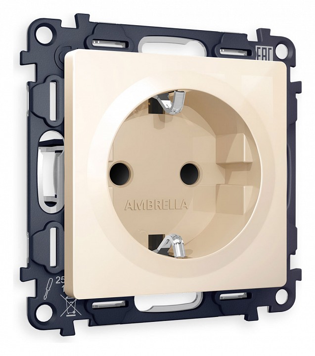 Розетка с заземлением и со шторкой, Без рамки ambrella volt alfa ma307010