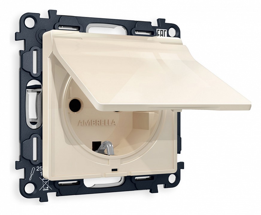 Розетка с заземлением и со шторкой, Без рамки с крышкой ambrella volt alfa ma308010