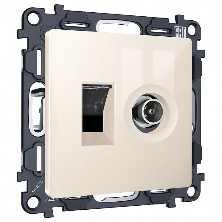 Тв-розетка и розетка ethernet rj-45 без рамки ambrella volt alfa ma312510