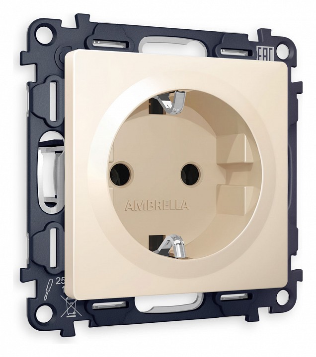 Розетка с заземлением и со шторкой, Без рамки ambrella volt alfa ma327010