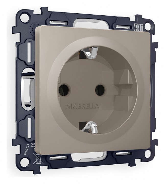 Розетка с заземлением, Без рамки ambrella volt alfa ma366010