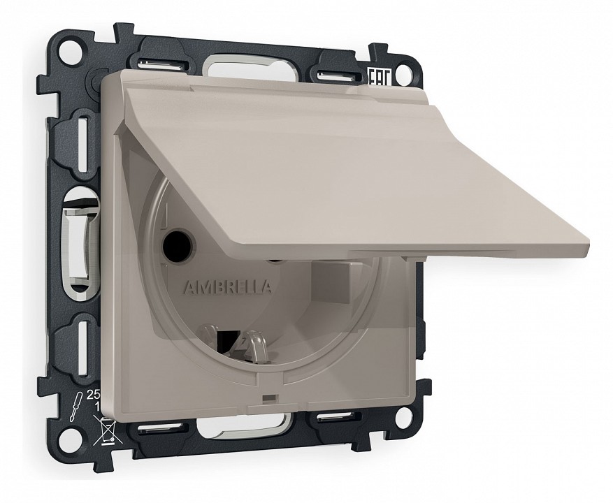 Розетка с заземлением и со шторкой, Без рамки с крышкой ambrella volt alfa ma368010