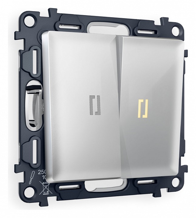 Выключатель двухклавишный с подсветкой без рамки ambrella volt alfa ma404010