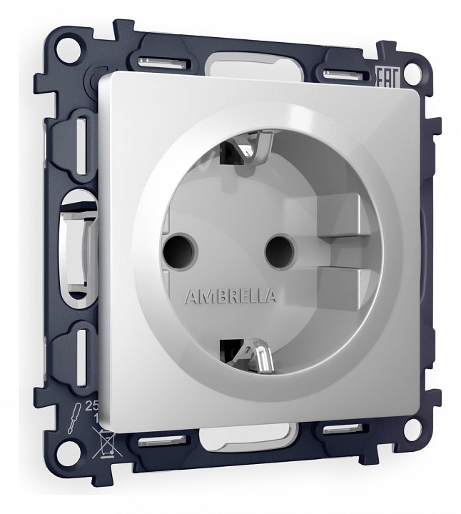 Розетка с заземлением и со шторкой, Без рамки ambrella volt alfa ma407010