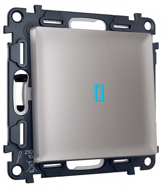 Выключатель самовозвратный одноклавишный с подсветкой, Без рамки ambrella volt ma ma502060