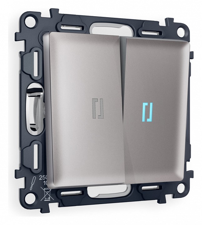 Выключатель двухклавишный с подсветкой без рамки ambrella volt alfa ma504020