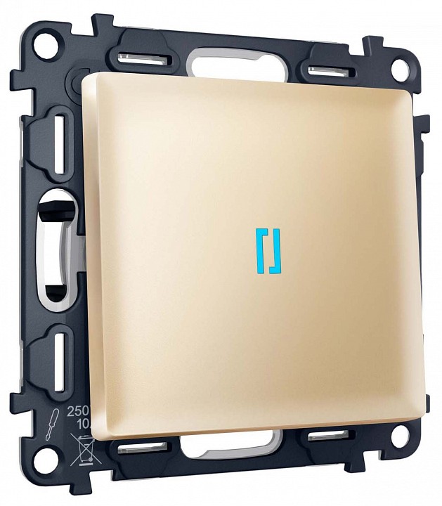 Выключатель самовозвратный одноклавишный с подсветкой, Без рамки ambrella volt ma ma602060