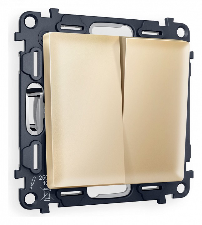 Выключатель двухклавишный без рамки ambrella volt alfa ma603010