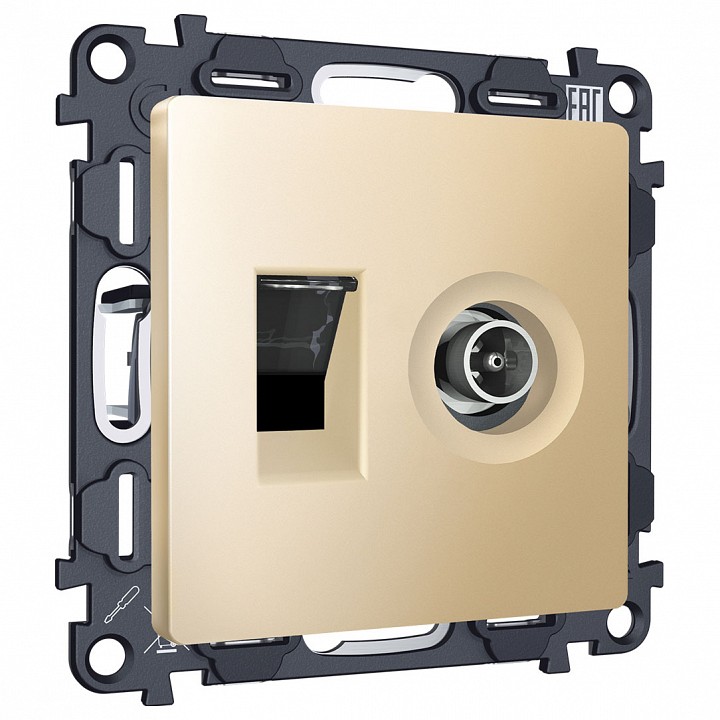 Тв-розетка и розетка ethernet rj-45 без рамки ambrella volt alfa ma612510