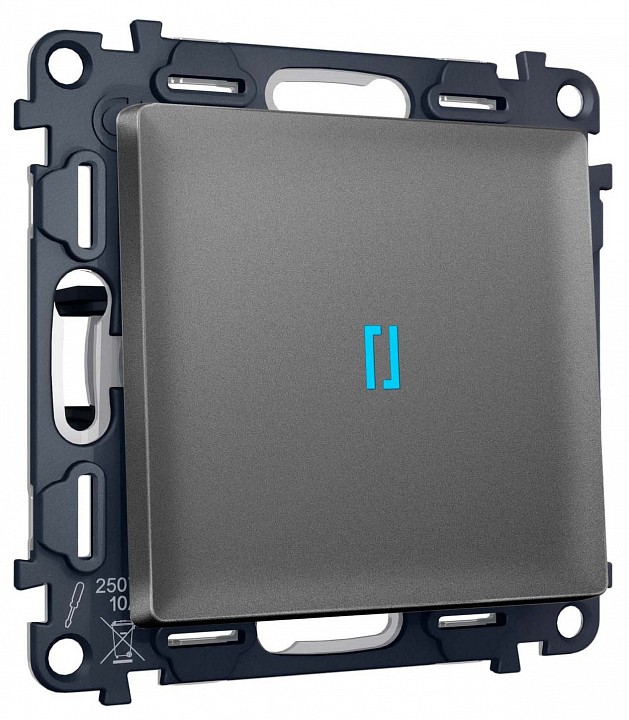 Выключатель самовозвратный одноклавишный с подсветкой, Без рамки ambrella volt ma ma652060