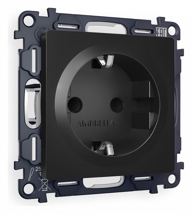 Розетка с заземлением и со шторкой, Без рамки ambrella volt alfa ma807010