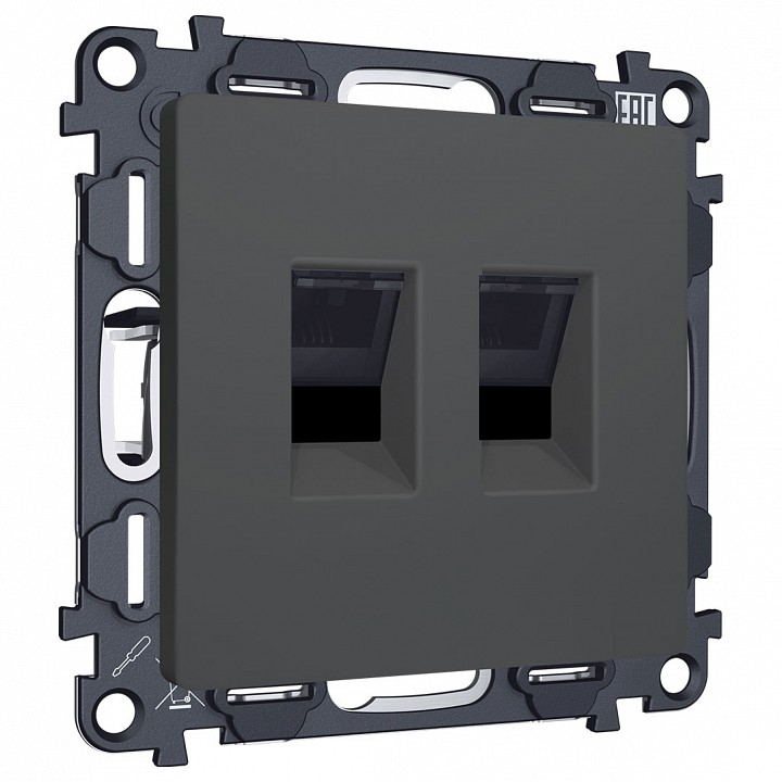 Розетка двойная ethernet rj-45 и со шторками, Без рамки ambrella volt alfa ma912110