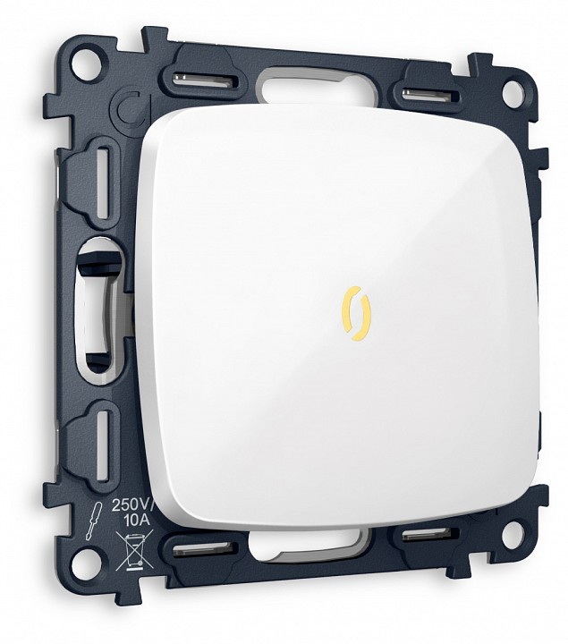 Выключатель одноклавишный с подсветкой без рамки ambrella volt omega mo102010