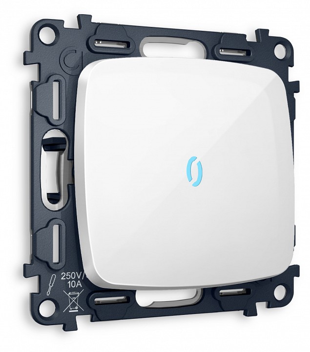 Выключатель проходной одноклавишный с подсветкой без рамки ambrella volt omega mo102040