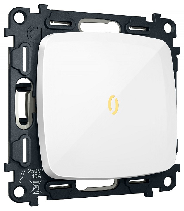 Выключатель самовозвратный одноклавишный с подсветкой, Без рамки ambrella volt mo mo102050