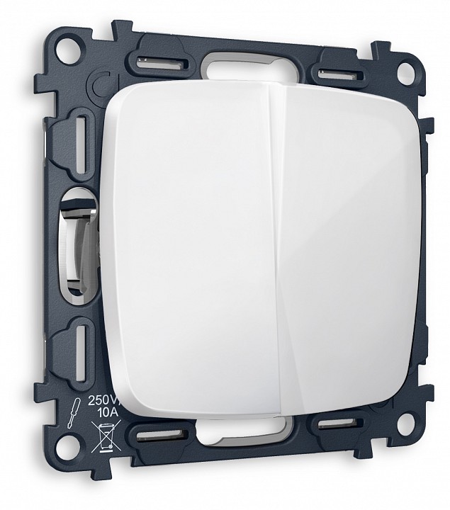 Выключатель проходной двухклавишный без рамки ambrella volt omega mo103020