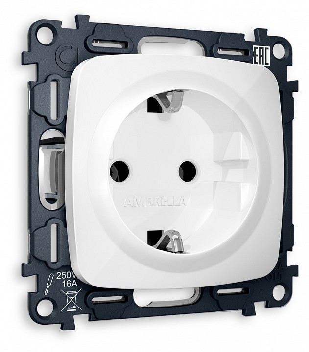 Розетка с заземлением, Без рамки ambrella volt omega mo106010