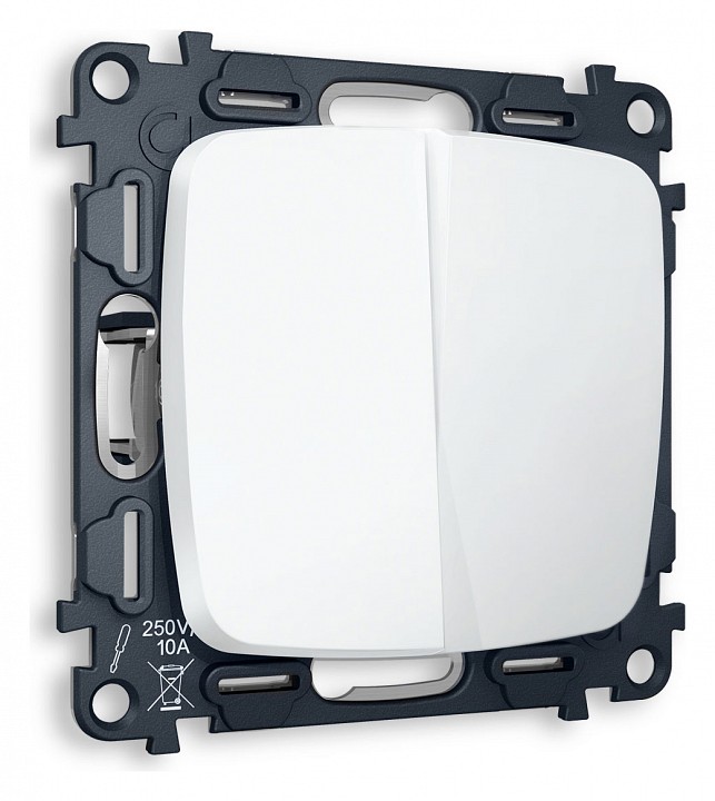 Выключатель двухклавишный без рамки ambrella volt omega mo123010