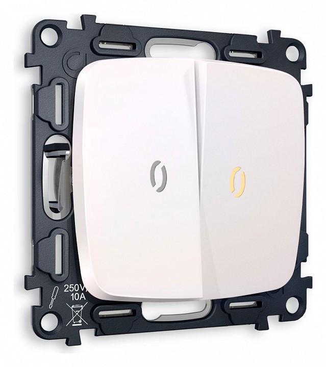 Выключатель двухклавишный с подсветкой без рамки ambrella volt omega mo204010