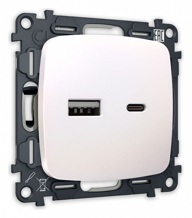 Розетка 2хusb type a и c без рамки ambrella volt omega mo211010