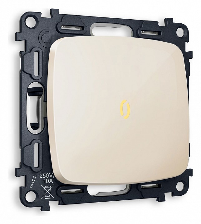 Выключатель проходной одноклавишный с подсветкой без рамки ambrella volt omega mo302030