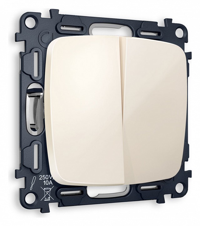 Выключатель проходной двухклавишный без рамки ambrella volt omega mo303020