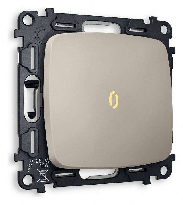 Выключатель одноклавишный с подсветкой без рамки ambrella volt omega mo362010