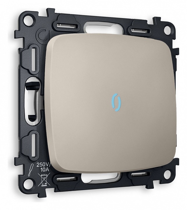 Выключатель проходной одноклавишный с подсветкой без рамки ambrella volt omega mo362040