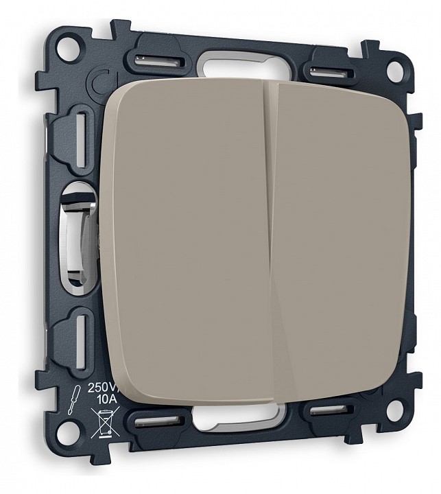 Выключатель проходной двухклавишный без рамки ambrella volt omega mo363020