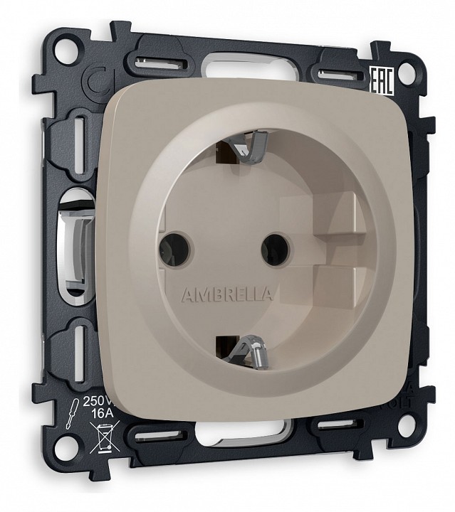 Розетка с заземлением, Без рамки ambrella volt omega mo366010