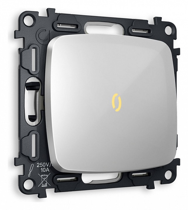 Выключатель одноклавишный с подсветкой без рамки ambrella volt omega mo402010