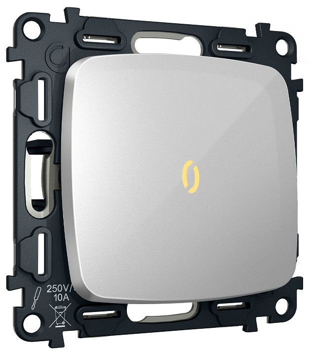 Выключатель самовозвратный одноклавишный с подсветкой, Без рамки ambrella volt mo mo402050