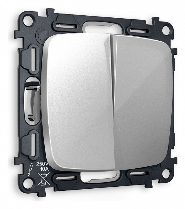 Выключатель двухклавишный без рамки ambrella volt omega mo403010